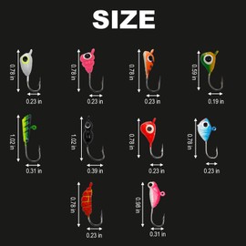 48Pcs Mini Metal Ice Fishing Jigs Kit - Luminous, Sharp Hooks for Winter Fishing Crappie Pike Panfish Walleye Perch Bluegill