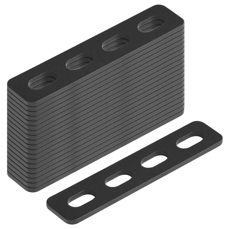 GBGS 20 PCS 4-1/4" Black Flat Straight Brace Brackets,Slotted Slightly
