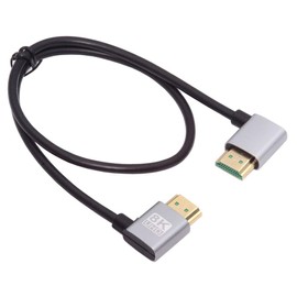 NFHK HDMI 2.1 Ultra Thin HDTV Cable 8K 4K Hyper Super Flexible Slim Cord Left Angled to Right Angled 90 Degree Type-A for Computer HDTV