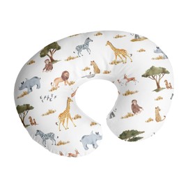 Sweet Jojo Designs Jungle Animals Boy Girl Gender Neutral Nursing Pillow Cover Baby Breastfeeding Slipcover Infant Newborn Nursery Bottle Pillowcase(Pillow NOT Included) - Green Boho Wildlife Safari