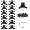 12pcs Black 3 Way End Corner Angle Connector with Screws