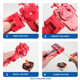 2PCS Bey X Launchers with Grips, Blade X String Launcher and Comfortable Grip for Fast Launch (Black+Red)