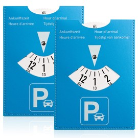 WDFCN Pack of 2 Faux Leather Parking Disc, 11 x 15 cm, Blue Parking Disc, Car Parking Disc, 5 Languages for Car, Parking Disc, Made of Faux Leather