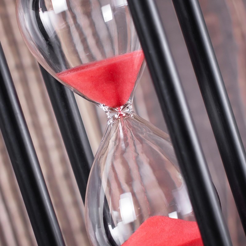Hourglass Timer with Red Sand, 45 Minute Wooden Frame Sand