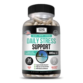 Kaya Naturals - Natural Herbal Stress Relief Support Vitamin Supplement to Relax and Calm The Mind - Boost Mood - Happy Pills - Anxiousness Support - 30 Capsules