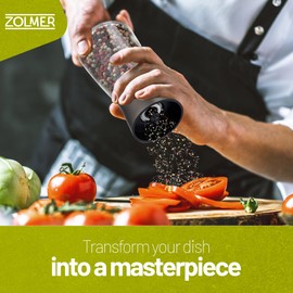 ZOLMER® Premium Stainless Steel Salt and Pepper Grinder Set manual | Adjustable Ceramic Grinder for Salt & Pepper- Black Pepper mill, Salt Grinder & Chili Mill [no spice included] (Small Black)