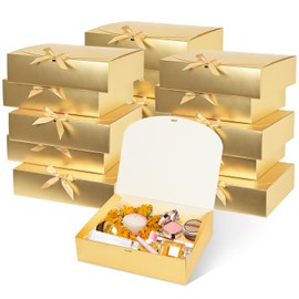 WLUSEAXI 12Pack Gold Gift Boxes with Lids, 12×9.8×3.1 Inch Bridesmaid Proposal Box, Luxury Gold Gift Box with Ribbon for Wedding, Birthday, Party, Christmas, Bridesmaid, Graduation Gift
