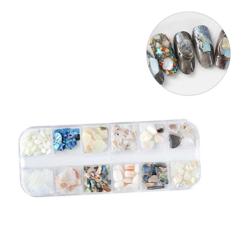 LALAFINA 2sets Natural Shell Flake Nail Art Decor Set High