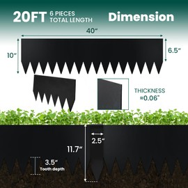 GZGNEEVL Metal Landscape Edging 6 Pack 10" H x 40" L Galvanized Steel Landscape Edging, Metal Edging Landscaping Metal Garden Border Black Steel Landscape Edge with 6 Clips for Lawn Yard (20Ft Total)