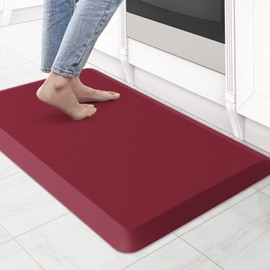 KitchenClouds KitchenClouds Kitchen Mat Cushioned Anti Fatigue Kitchen Rug 0.8inch Waterproof Non Slip Kitchen Rugs and Mats Standing Desk Mat Comfort Floor Mats for Kitchen Sink Office (17.3"x28", Red)