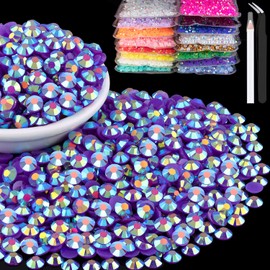 15000pcs 2mm Resin Rhinestones Bulk, Dark Purple AB Flatback Round Jelly Rhinestones Bedazzling Non Hotfix Crystal Gems Large Quantity Wholesale for DIY Crafts Clothes Tumblers Face Makeup Manicure