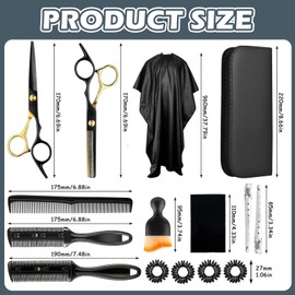 15 Stück Friseurschere Satz, 6.7 Zoll Professionelle Effilierschere, Friseurschere Superscharf, Delstahl Haarschneide Set mit Friseurumhang und Aufbewahrungstasche für Damen Herren Kinder Haustiere