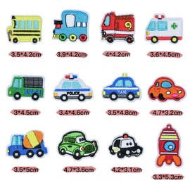 YFFSFDC Vehicle Patches, Set of 24, Embroidery Patches, For Cars, Boats, Rockets, Motorcycles, Bicycles, Airplanes, Applique Patches, Ironing Repair, DIY, Boys, Children, Kindergarten, Nursery, Celebration Gift