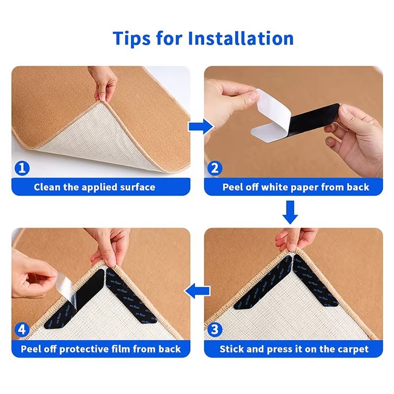 Reusable Rug Corner Gripper Pads for Keeping Rug Edges Flat
