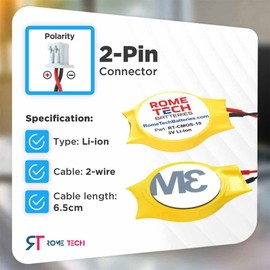 Rome Tech CMOS Battery for Lenovo ThinkPad X240, X240I, X240S, X250 - Laptop Backup BIOS RTC 3V CR1632 with 2 Wire Cable (1-Pack)