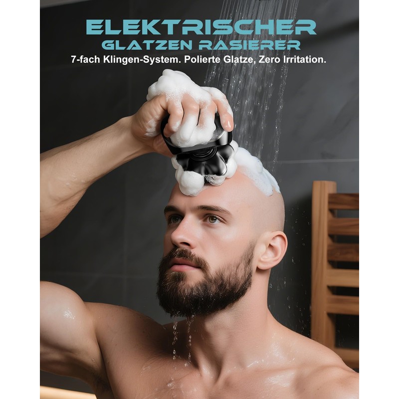 Bald Razor Men's Electric with 7 Flex Heads, 180 Minutes
