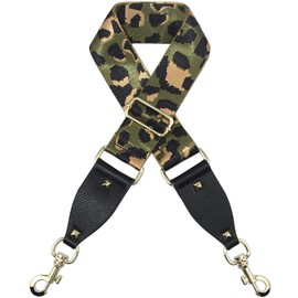 Duwi Wide Purse Strap Multicolor Striped Guitar Style Strap Adjustable Canvas Crossbody Bag Strap(black,blackish green,leopard print)