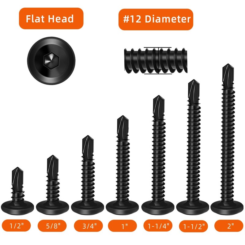 #12 x 1 Hex Socket Self Tapping Screws, Stainless Steel