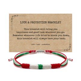 LAMIBEE Lebanon Flag Bracelet, Patriotic Country Code Flag Pride Bracelet, Protection and Lucky Surfer String Bracelet, Tibetan Wrist Wrap Bracelet, Boho Style Rope Bracelet for Women, Men (Lebanon)