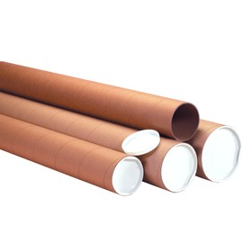BOX USA BP4042KHD Heavy-Duty Mailing Tubes with Caps, 4" x 42", Kraft (Pack of 12)