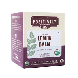 Organic Positively Botanicals Company, Lemon Balm Herbal Tea Bags, 20 Count