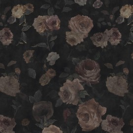 Heroad Floral Wallpaper Peel and Stick Black and Pink Rose Wallpaper Oil Painting French Wall Paper for Bedroom Removable Thicken Texture Self-Adhesive Waterproof Decoration 17.3In x 11.5Ft