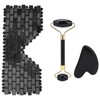 3pcs Obsidian Facial Roller Gua Sha Board Therapy Blindfold Beauty