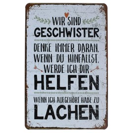 Hioni Wir SIND Geschwister Helfen Laughter Vintage Tin Sign Poster Wall Decoration Metal Door Sign