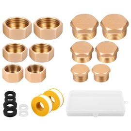 20-Piece Set of Blanking Plug Water Pipe with Internal and External Thread in Sizes 3/4, 1/2.3/8 Inch, Plugs with Rubber Seals, Angle Valve Cap for Water Pipe (3 Sizes)