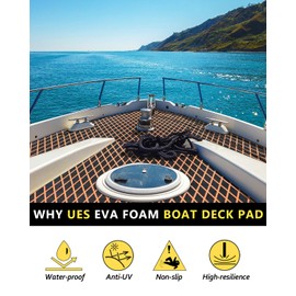 KT GuoMei 94.5"X43.31" Diamond Pattern EVA Self-Adhesive Boat Decking Boat Flooring Non-Skid mat for Decorate Yacht Pool etc (Diamond Patterns, Black and Orange, 94.5"X43.31")