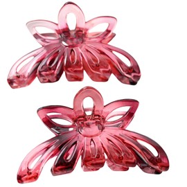 Butterfly Hair Claw Clips, Large Crystal Blue Purple Design, 2 Pack (pink)
