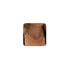Tewiky Gold Layered Necklaces for Women, 14K Dainty Gold Chain Necklace Trendy Cuban Link Paperclip Chain Toggle Clasp Necklace Fashion Chunky Jewelry, A GD