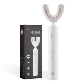 Magentak Ultrasonic U-Shaped Toothbrush for Adults, Electric Toothbrush for Teeth Whitening, Automatic 360-degree with Waterproof IPX7, 4 Modes for Cleaning(White)