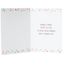 Piccadilly Greetings Modern Birthday Card Sister in Law - 8 x 6 inches - Regal Publishing, black|pink|yellow|green|grey