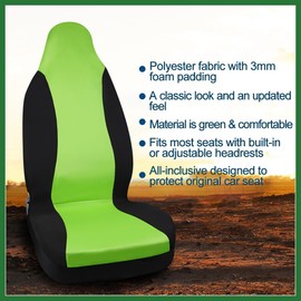 Motoforti High Back Bucket Auto Car Seat Cover,Polyester, Green Long-lasting