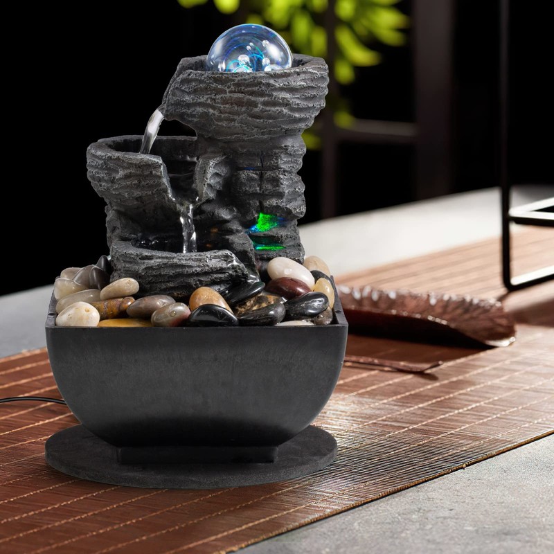 Tabletop Fountain Indoor Waterfall Meditation Fountain Like Layers of Rock