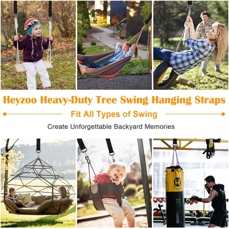 Tree Swing Hanging Kit, 3ft Swing Straps with Safer Carabiners,