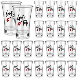 Roshtia 24 Pcs Girls Trip Shot Glasses Acrylic Party Shot Glasses Bulk 1.2 Ounce Cups Girls Weekend Trip Gifts Favors for Bachelorette Friendship Birthday Party Drinking Gifts