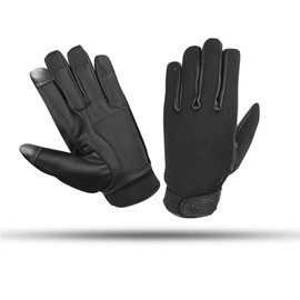 Hugger Men's 4 Finger Touch Screen Motorcycle Gloves with Water Resistant Neoprene Outer Shell Synthetic Leather Palm (XXX-Large, Black)