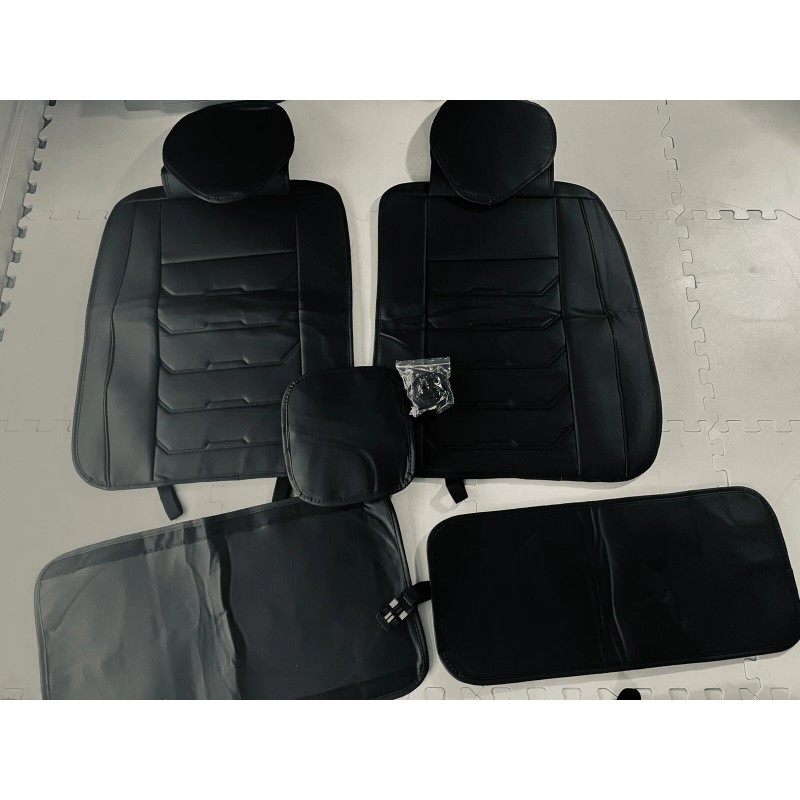 Seat Car Seat Covers Full Set in Solid Black, Front