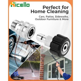 Hicello 4 PCS Stainless Steel Pressure Washer Quick Connectors M22-14 mm 3/8" Quick Release Adapters Pressure Washer Garden Hose Connect Fittings