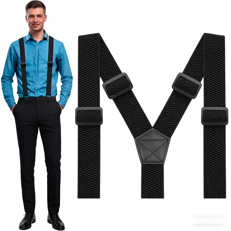 Men’s Work Suspenders for Trousers – 1.5-Inch Wide Adjustable Elastic