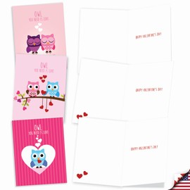 The Best Card Company - 10 Assorted Valentine's Day Note Cards (4 x 5.12 Inch) - Boxed Valentine Cards, Bulk Set with Envelopes - Owl You Need is Love M5665VDG-B1x10