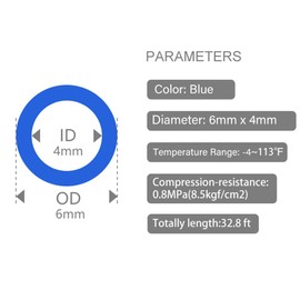 Quickun Pneumatic Tubing 6mm x 4mm PU Polyurethane Tube Air Hose Line for Air Compressor Fitting or Fluid Transfer (Blue 32.8ft/10Meters)