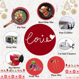 12 Inch Silicone Microwave Mat, Red Round Non-Stick Heat Resistant Baking Mat Set, BPA-Free Multi-Purpose Microwave Mat, Kitchen Trivets for Hot Dishes & Cookware Valentine's Day Silicone Placemat