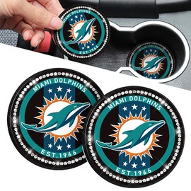 Aoolpu 2PCS Car Cup Holder Coasters Accessories, 2.75-Inch Car Interior Coasters Accessories for Football Fans, Durable Non Slip Silicone Mat for All Vehicles