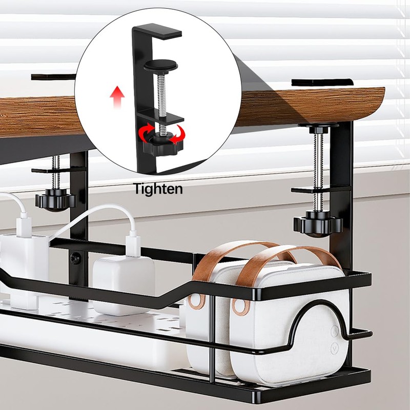 Mecmbj Cable Management Desk, Cable Organiser Desk, No Drilling Required,