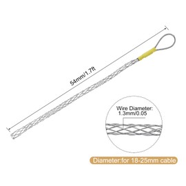 MECCANIXITY Cable Pulling Socks Grip, 1.7 Ft Wire Mesh Puller Socks Grip for 18-25mm/0.71-0.98" Cable, Anti-Slip Single Head Galvanizing Steel Wire Grips, Silver