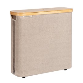 StorageWorks Large Toilet Paper Storage Basket, Papers Container with Bamboo Lid, Toilets Holder for Up to 12 Mega or 16 Regular Size Rolls, Organizer for Bathroom, Brown and Beige, 1 Pack