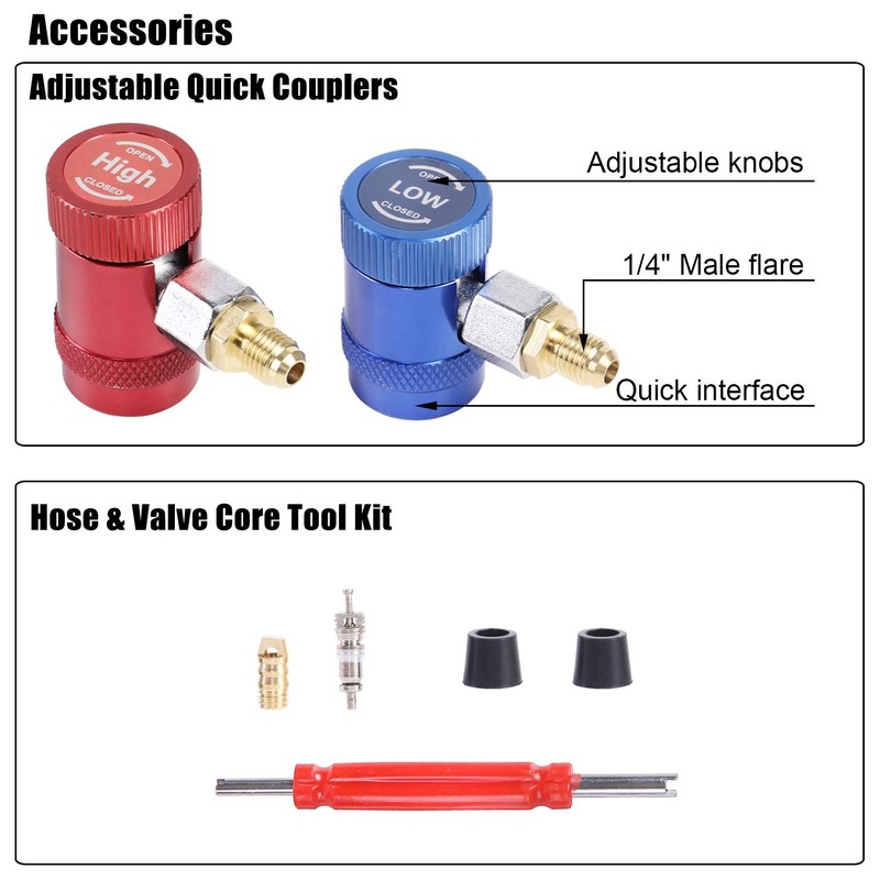 YSTOOL 3 Way AC Manifold Diagnostic Gauge Air Conditioner R1234yf